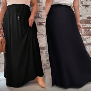 SHEINCurve Black Gauze Maxi Skirt